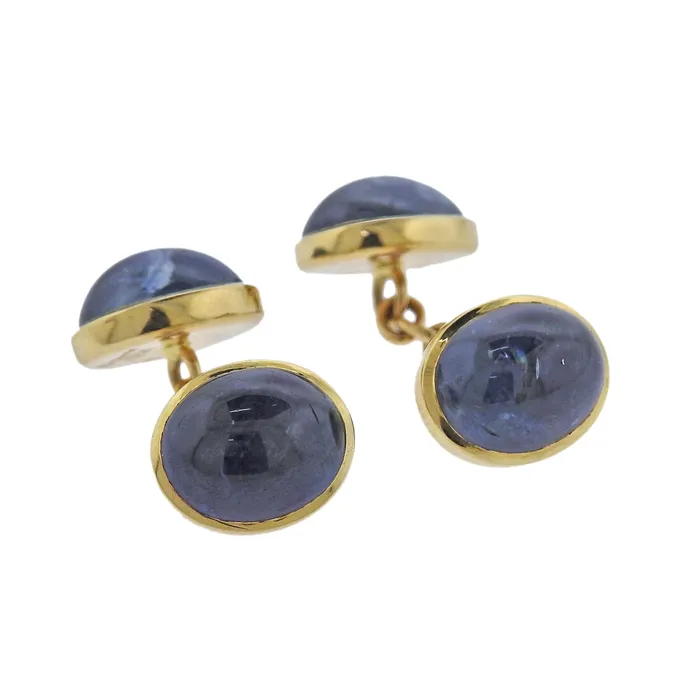 Trianon Sapphire Cabochon Gold Cufflinks Trianon PreStyled Sets