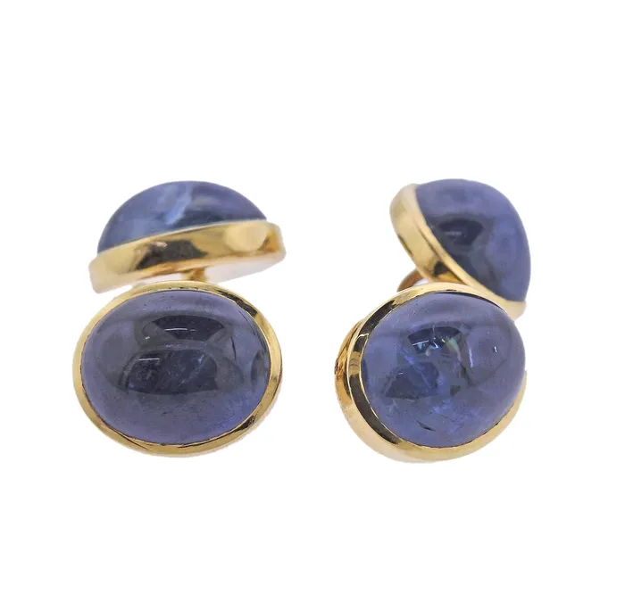 Trianon Sapphire Cabochon Gold Cufflinks Trianon PreStyled Sets