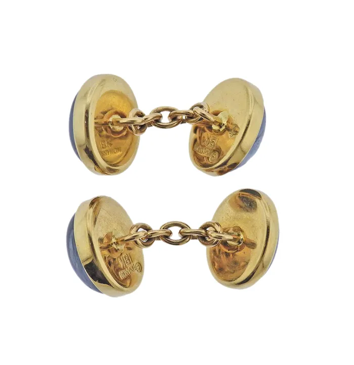 Trianon Sapphire Cabochon Gold Cufflinks Trianon PreStyled Sets
