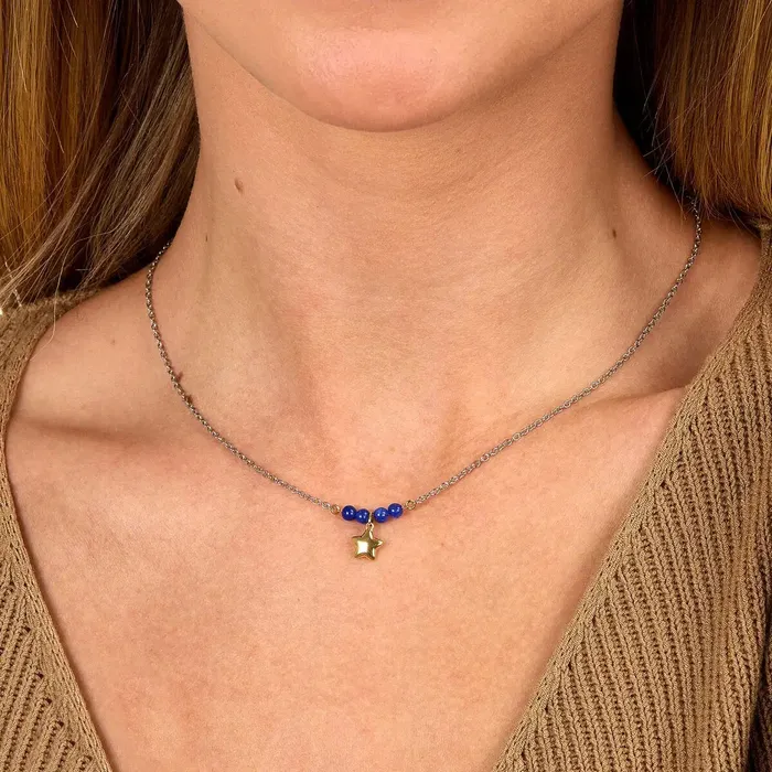 Womens necklace with a star and blue agates Morellato Talismans Morellato Necklaces