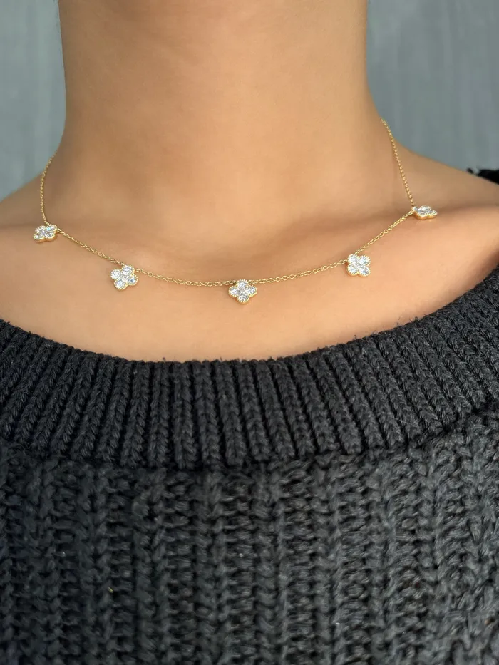 YaninaCo Jewelry Necklaces Five Diamond Drop Layering Necklace