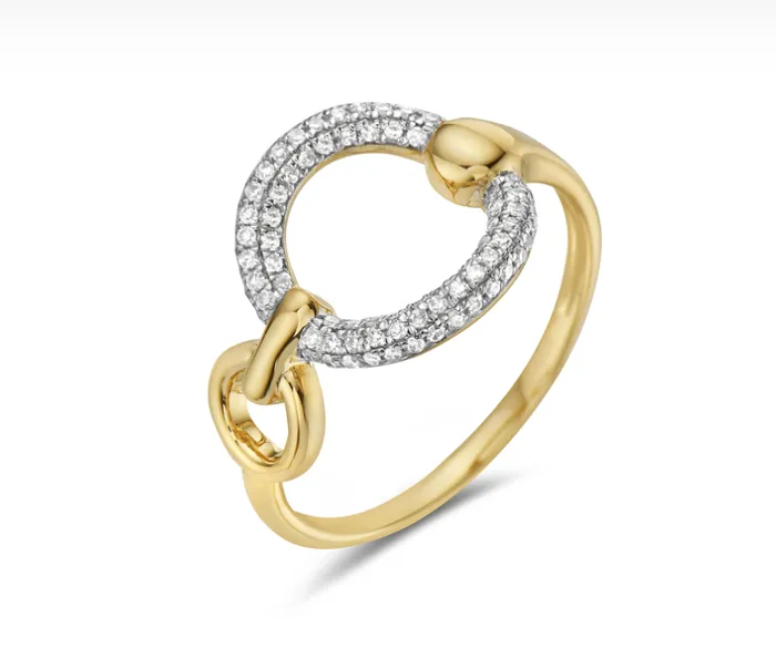 14k Gold Diamond Negative Space Circle Ring Bassali Rings