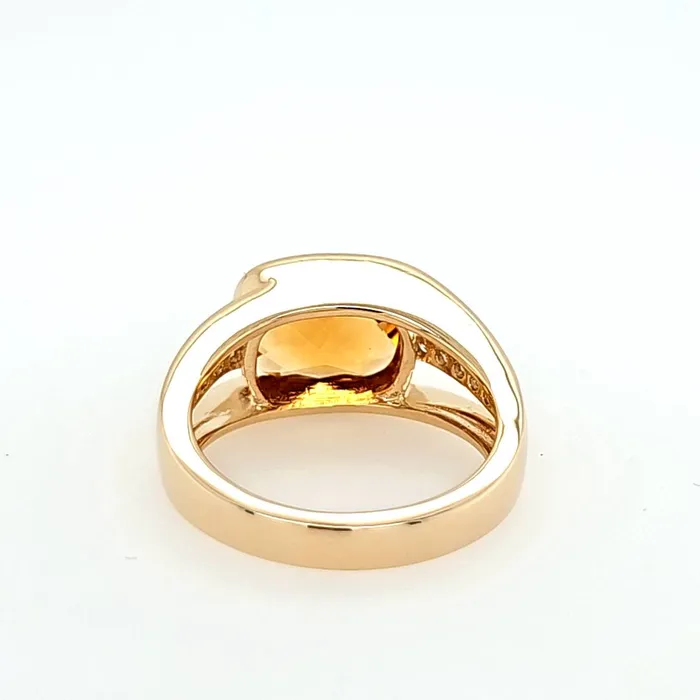 14k Yellow Gold Citrine Diamond Ring I8182 LIV Rings