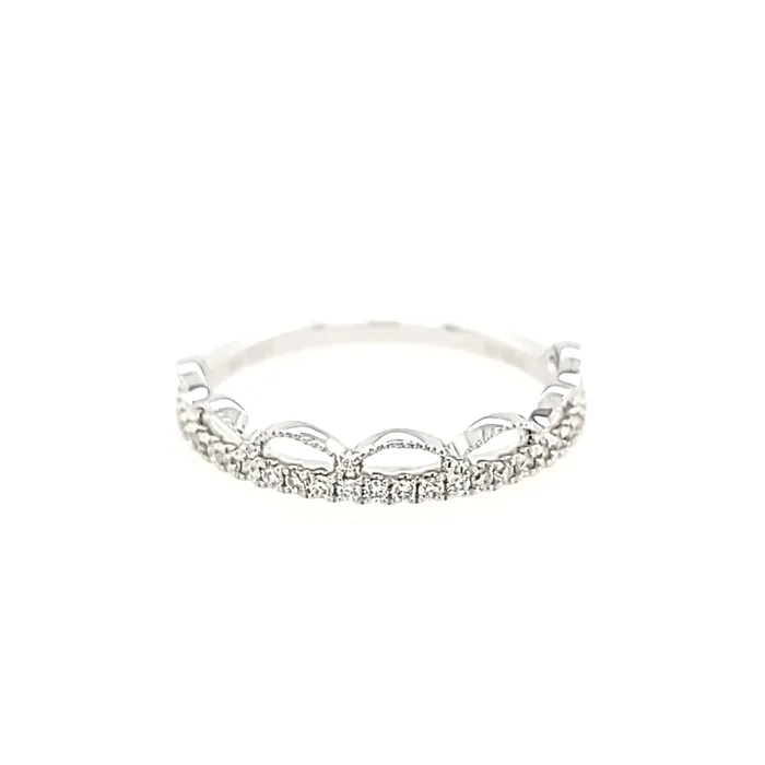 18k White Gold Diamond Detail Stacker Ring I4090 Bassali Rings