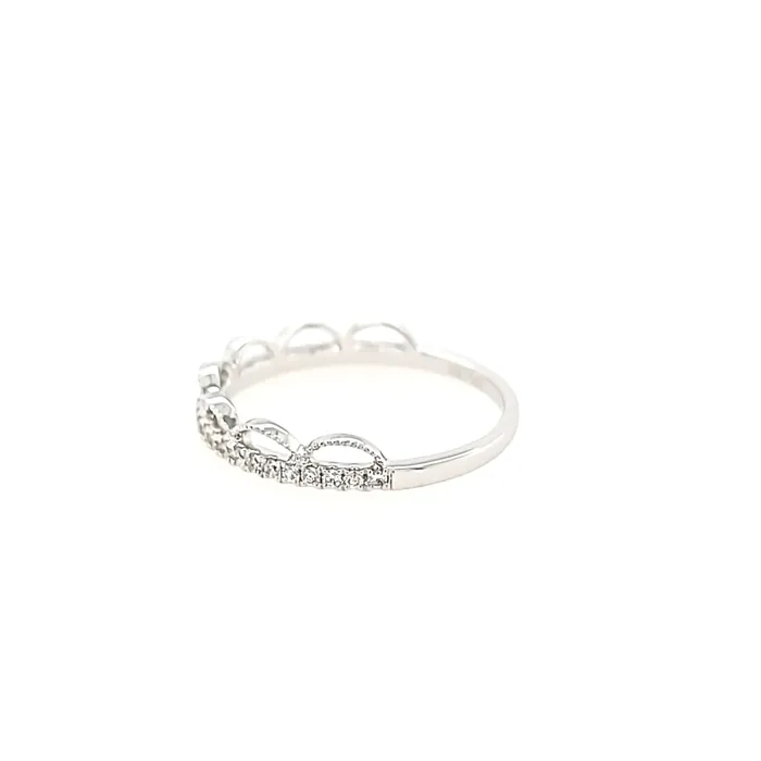18k White Gold Diamond Detail Stacker Ring I4090 Bassali Rings