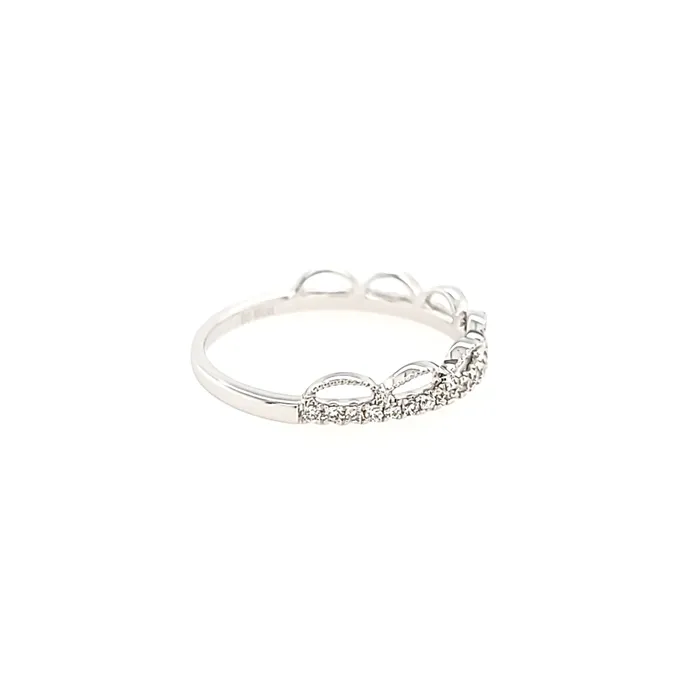 18k White Gold Diamond Detail Stacker Ring I4090 Bassali Rings