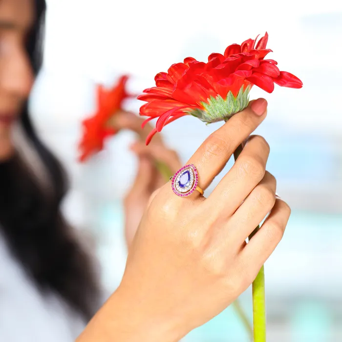 221 Ct Tanzanite Ruby Sapphire Cluster Ring 14K Yellow Gold Gemstone Jewelry YoTreasure Rings 221 Ct Tanzanite Ruby Sapphire Cluster Ring 14K Yellow Gold Gemstone Jewelry YoTreasure Rings
