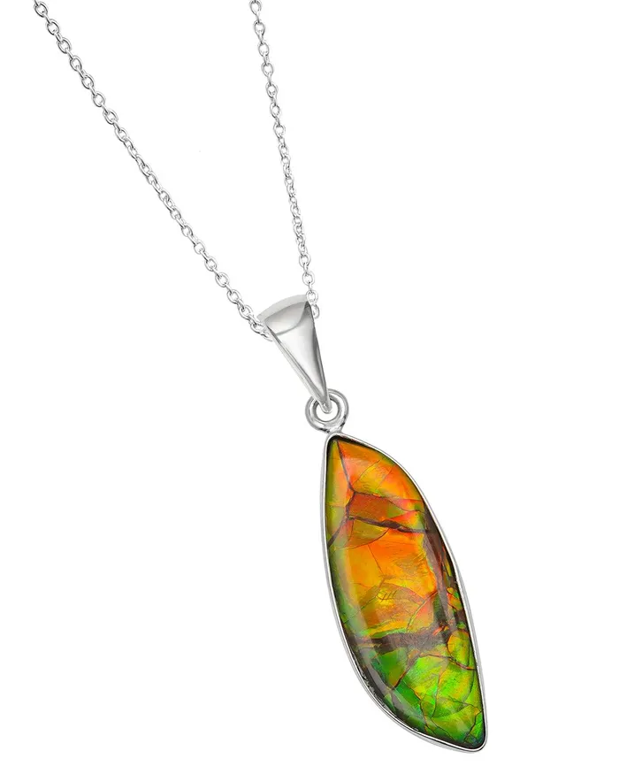955 Ct Ammolite Solid 925 Sterling Silver Necklace Pendant Jewelry YoTreasure Necklaces