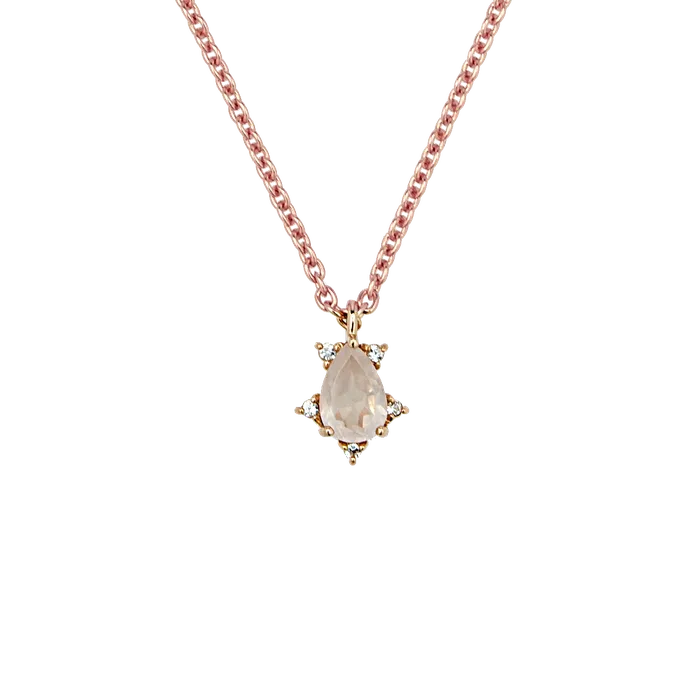 acemijewelry Necklaces Rose Quartz Pear Nova Necklace