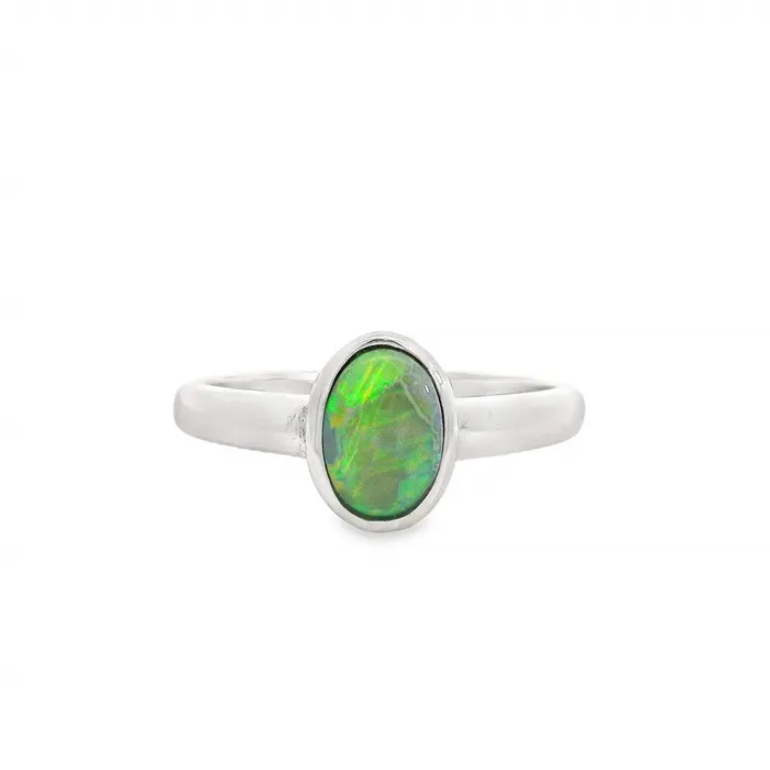 Australian Opal Cutters Rings Australian Opal Boulder Ring set in Sterling Silver
