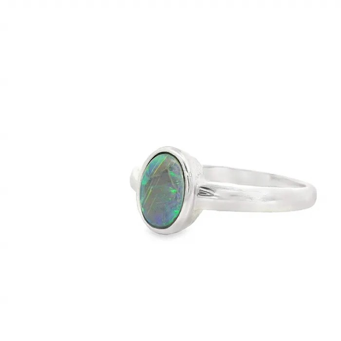 Australian Opal Cutters Rings Australian Opal Boulder Ring set in Sterling Silver