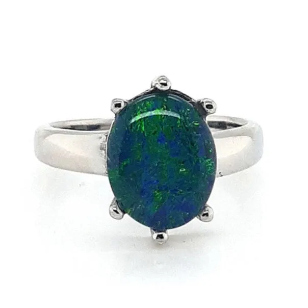 Australian Opal Cutters Rings Australian Opal Triplet Ring set in Stainless Steel Australian Opal Cutters Rings Australian Opal Triplet Ring set in Stainless Steel