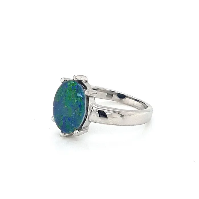 Australian Opal Cutters Rings Australian Opal Triplet Ring set in Stainless Steel Australian Opal Cutters Rings Australian Opal Triplet Ring set in Stainless Steel