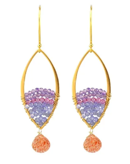 AVF Earrings AVF Gold Sunstone Tanzanite Quartz Amethyst Marquise Earrings SI6719 AVF Earrings AVF Gold Sunstone Tanzanite Quartz Amethyst Marquise Earrings SI6719
