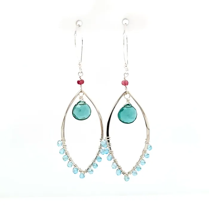 AVF Earrings AVF Silver Blue Apatite Green Quartz Pink Tourmaline Marquise Shaped Dangle Earrings SI3743 AVF Earrings AVF Silver Blue Apatite Green Quartz Pink Tourmaline Marquise Shaped Dangle Earrings SI3743