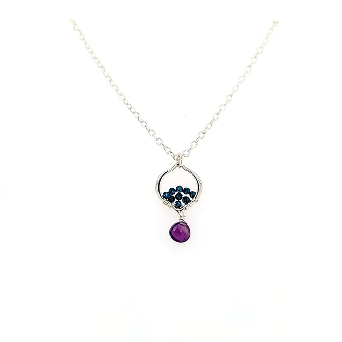 AVF Silver Petite Moroccan Inspired Beaded Blue Quartz Amethyst Drop Necklace SI3609 AVF Necklaces AVF Silver Petite Moroccan Inspired Beaded Blue Quartz Amethyst Drop Necklace SI3609 AVF Necklaces