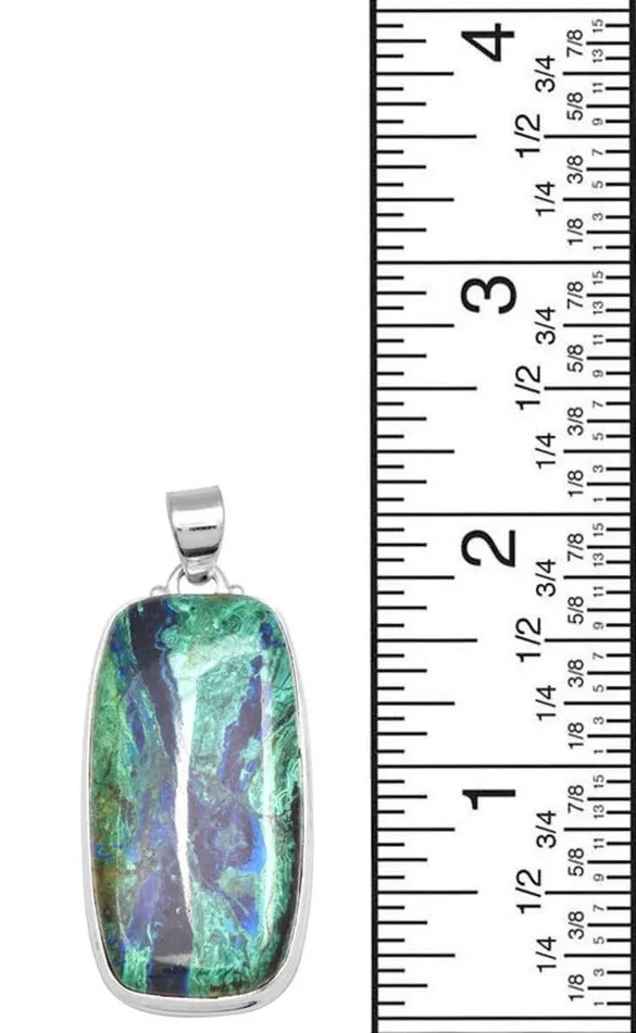 Azurite Malachite 2 Long 925 Solid Sterling Silver Pendant With 18 Chain YoTreasure Necklaces