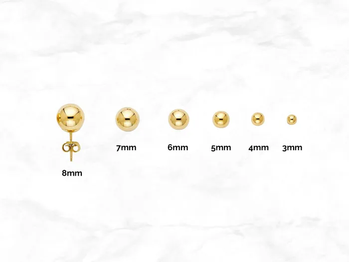 Ball Stud Earrings 3mm 8mm in 14K Gold My Jewelry Plaza Earrings Ball Stud Earrings 3mm 8mm in 14K Gold My Jewelry Plaza Earrings
