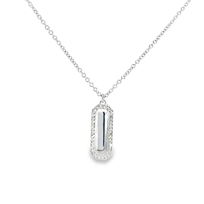 Bassali 14k Gold High Polished Faceted Pendant with Diamond Halo Necklace Necklaces Bassali 14k Gold High Polished Faceted Pendant with Diamond Halo Necklace Necklaces