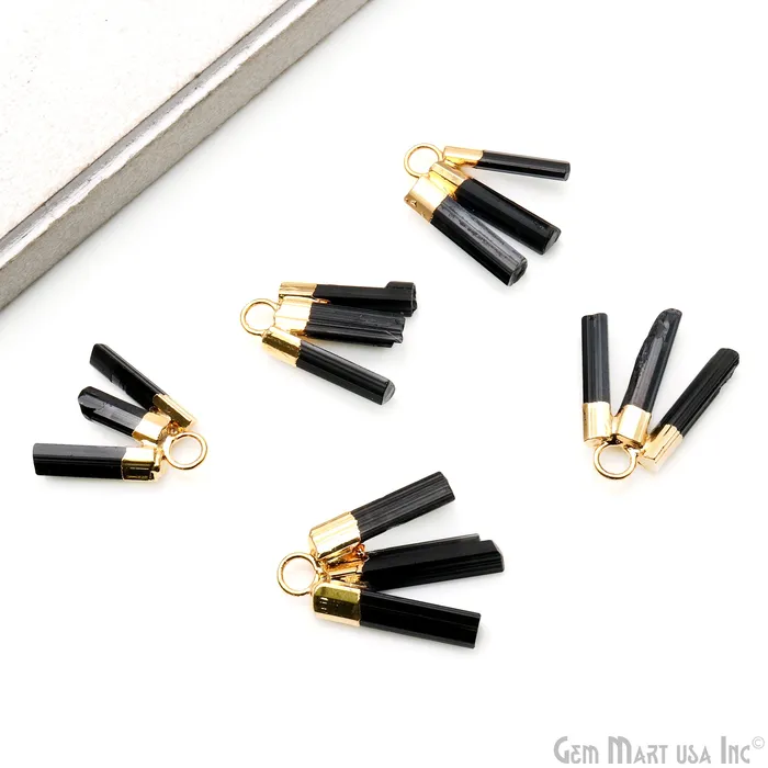 Black Tourmaline 26x16mm Gemstone 3 Bars Gold Electroplated Necklace Pendant GemMartUSA Necklaces Black Tourmaline 26x16mm Gemstone 3 Bars Gold Electroplated Necklace Pendant GemMartUSA Necklaces