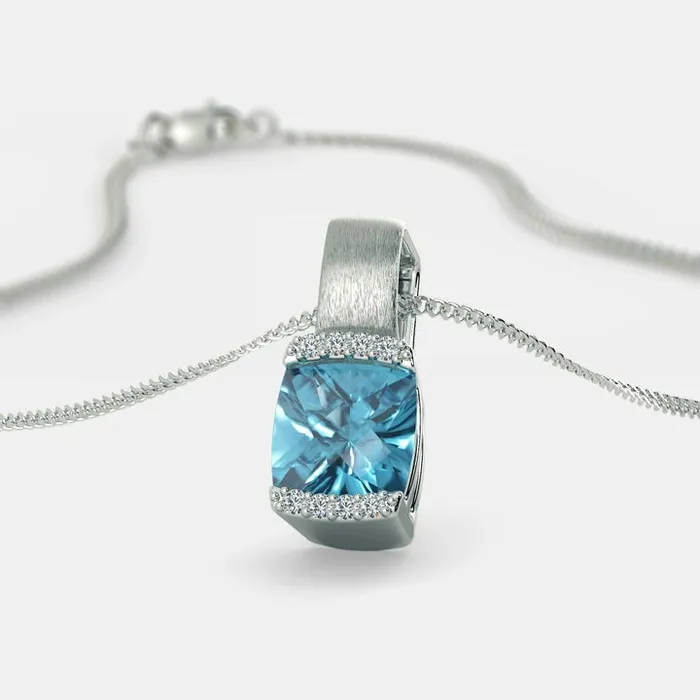 BLUE TOPAZ ZIRCON NECKLACE 925 SILVER Grace Necklaces