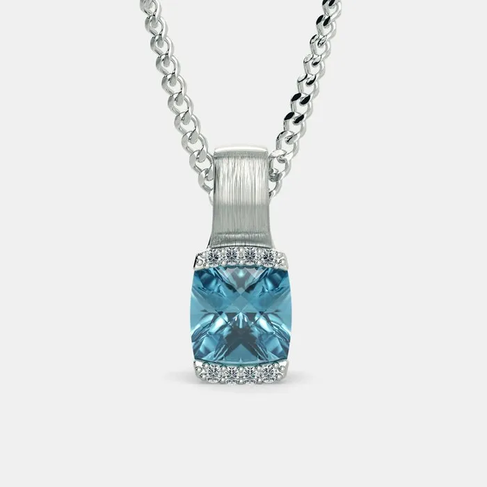 BLUE TOPAZ ZIRCON NECKLACE 925 SILVER Grace Necklaces