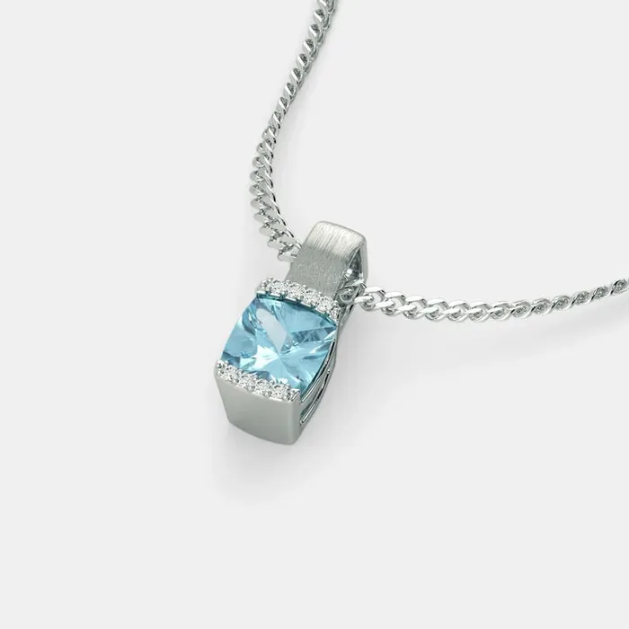 BLUE TOPAZ ZIRCON NECKLACE 925 SILVER Grace Necklaces