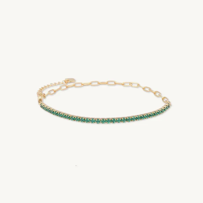 Bracelets Emerald Tennis Link Chain Bracelet Camile Stone
