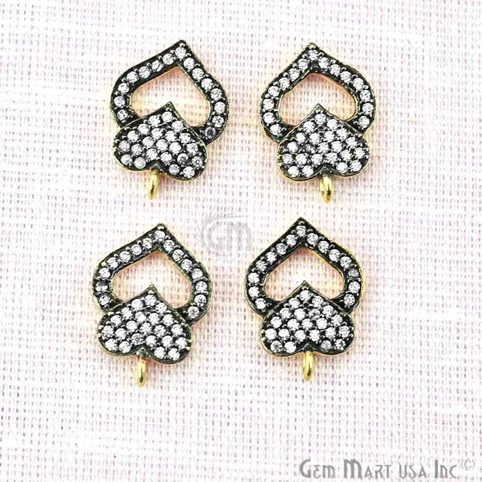 Bracelets GemMartUSA Cubic Zircon Pave Heart Gold Vermeil Charm For Bracelet Pendants Bracelets GemMartUSA Cubic Zircon Pave Heart Gold Vermeil Charm For Bracelet Pendants