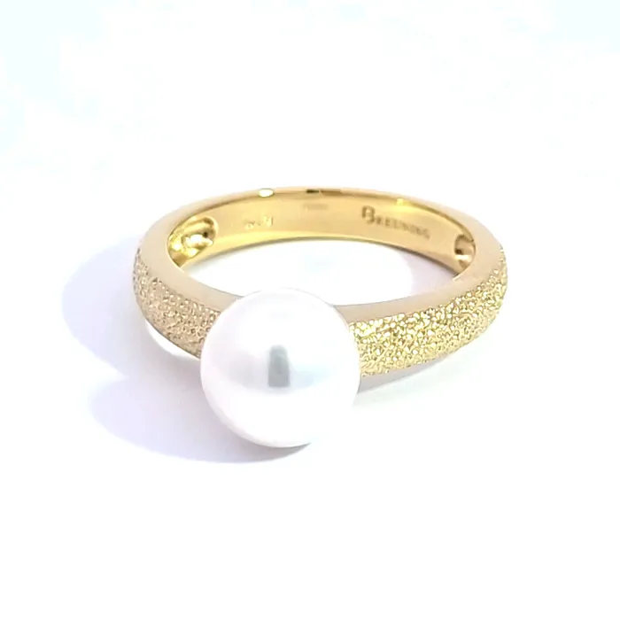 Breuning Rings Gold Plated or Sterling Silver Cultured Pearl Textured Ring