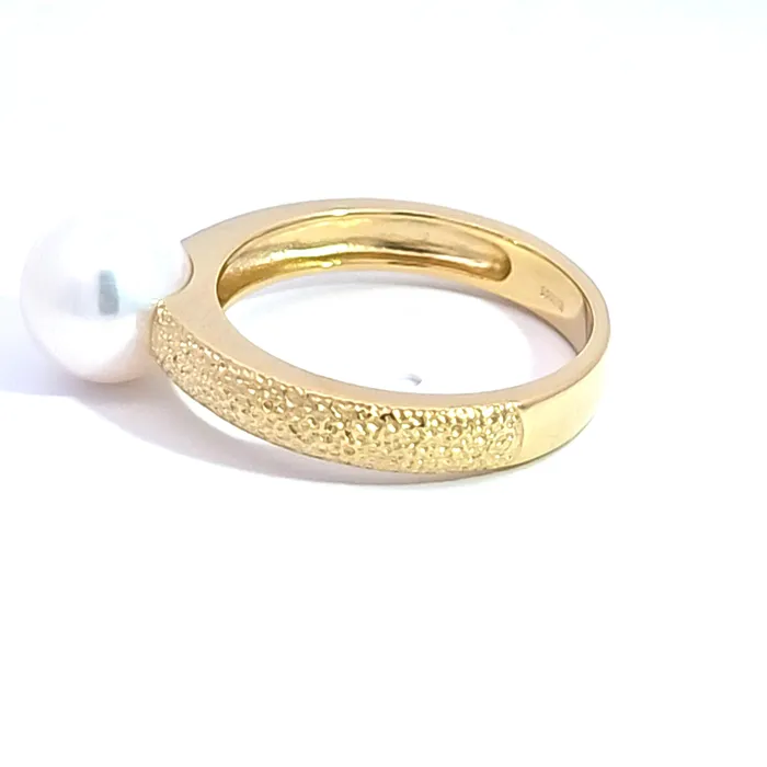 Breuning Rings Gold Plated or Sterling Silver Cultured Pearl Textured Ring Breuning Rings Gold Plated or Sterling Silver Cultured Pearl Textured Ring