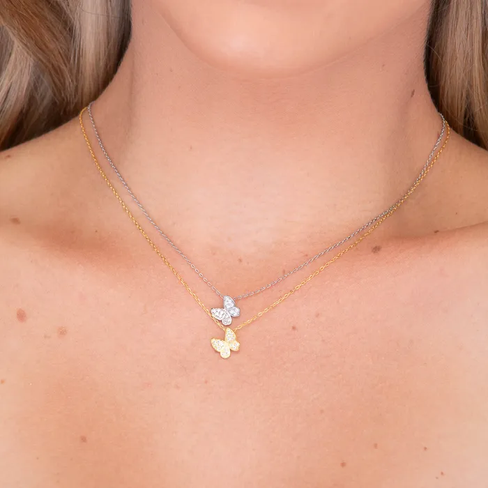 Butterfly Sapphire Chain Necklace Camile Stone Necklaces
