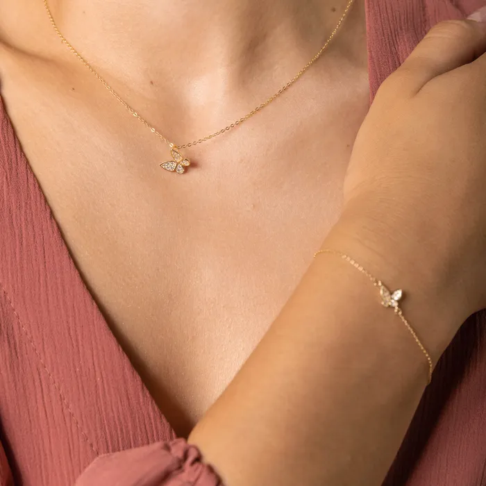Butterfly Sapphire Chain Necklace Camile Stone Necklaces