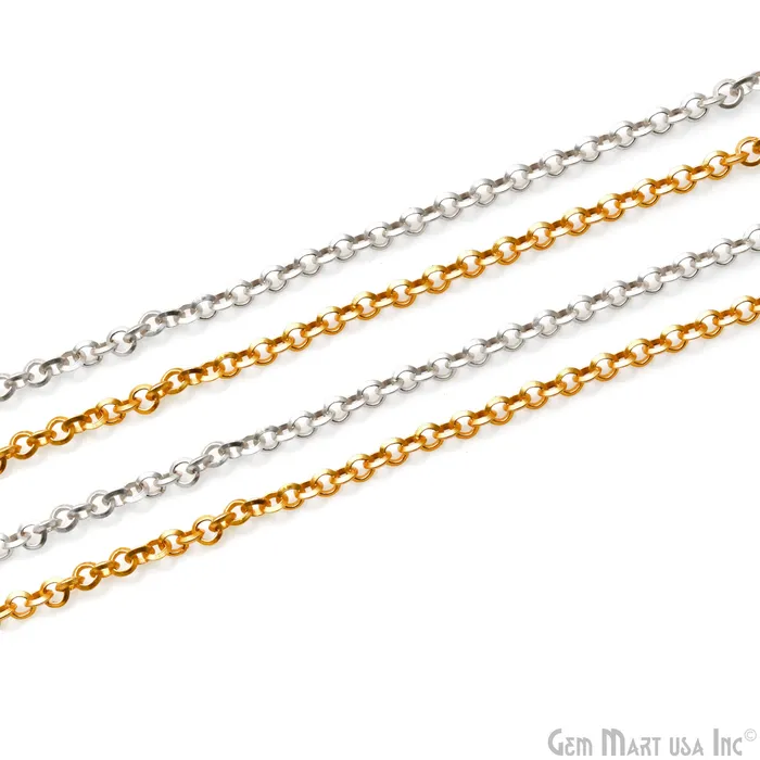 Cable Chain For Jewelry Making 3mm Cable Link Chain Necklace Minimal Finding Chain GemMartUSA Necklaces Cable Chain For Jewelry Making 3mm Cable Link Chain Necklace Minimal Finding Chain GemMartUSA Necklaces