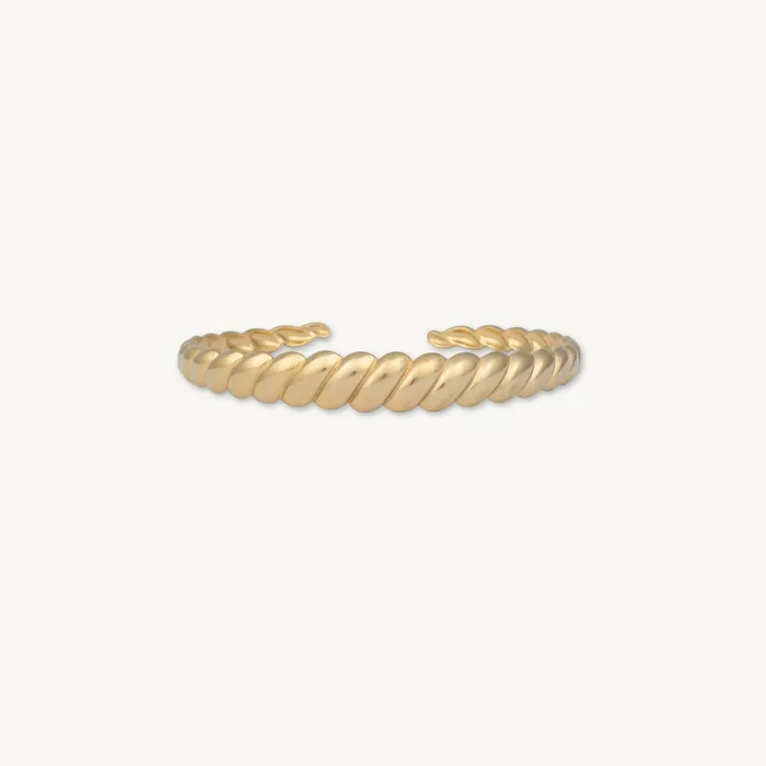 Camile Stone Croissant Open Cuff Bangle Rings