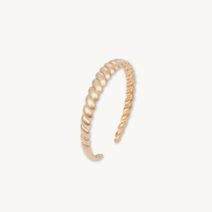 Camile Stone Croissant Open Cuff Bangle Rings