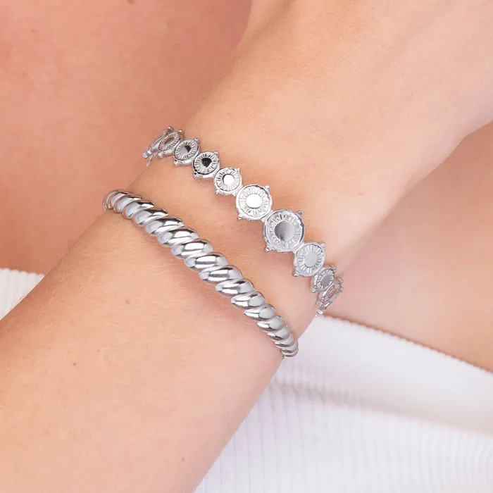 Camile Stone Croissant Open Cuff Bangle Rings