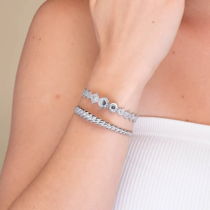 Camile Stone Croissant Open Cuff Bangle Rings