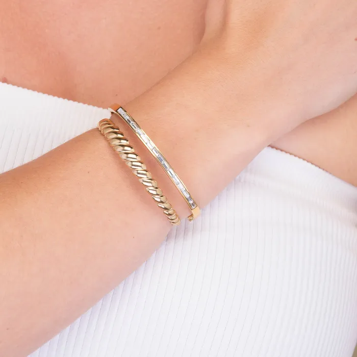 Camile Stone Croissant Open Cuff Bangle Rings