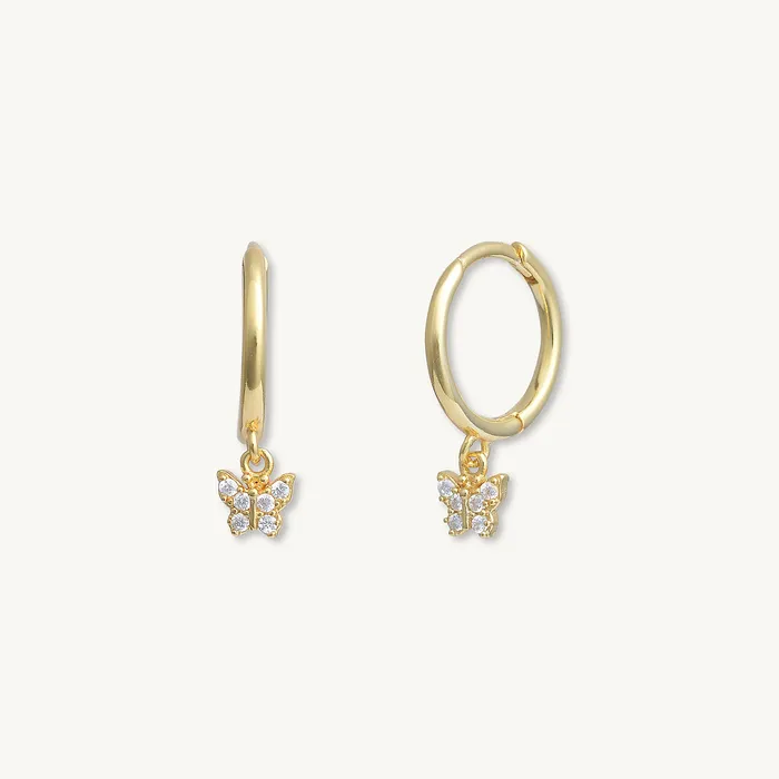 Camile Stone Earrings Butterfly Zirconia Drop Huggie Earrings