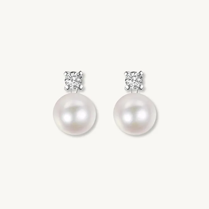 Camile Stone Earrings Pearl Moissanite Stud Earrings