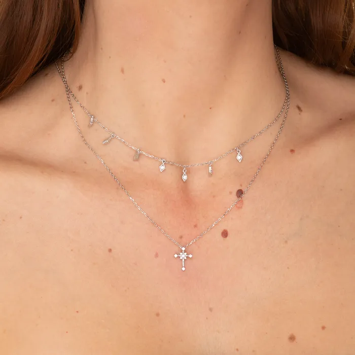 Camile Stone Necklaces Cross Sacred Chain Necklace