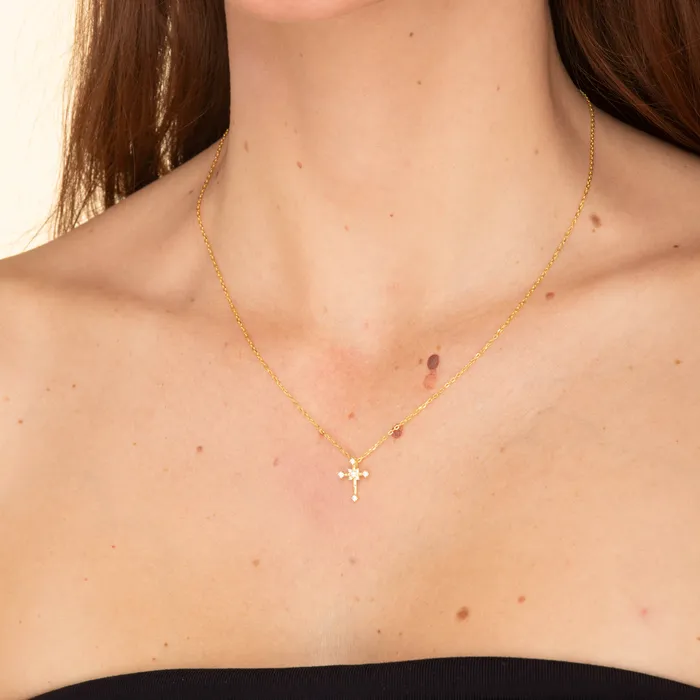 Camile Stone Necklaces Cross Sacred Chain Necklace