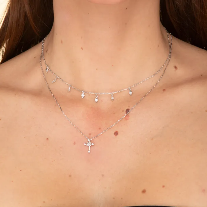 Camile Stone Necklaces Cross Sacred Chain Necklace