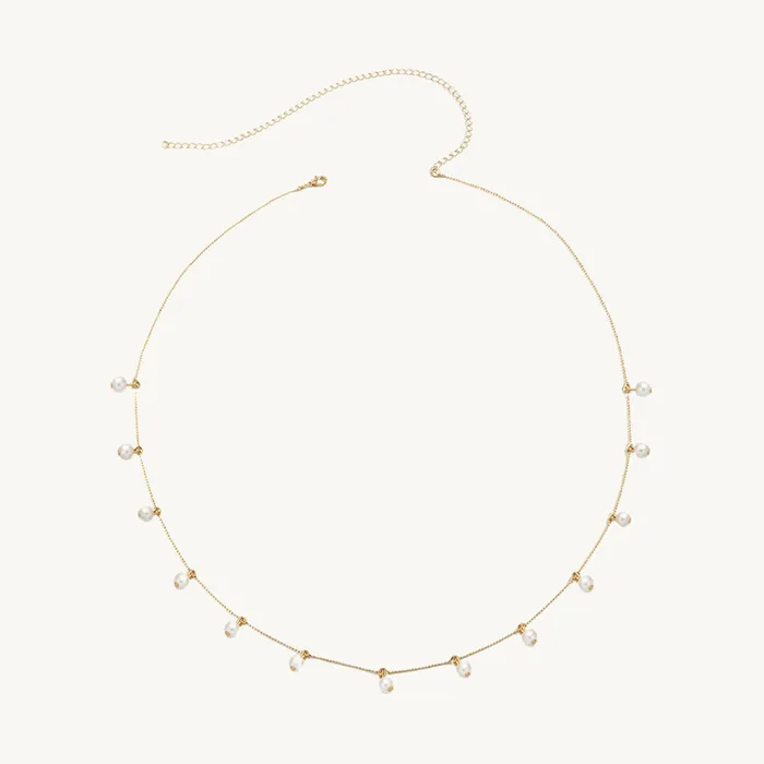 Camile Stone Pearl Dangling Waist Belly Chain Necklaces