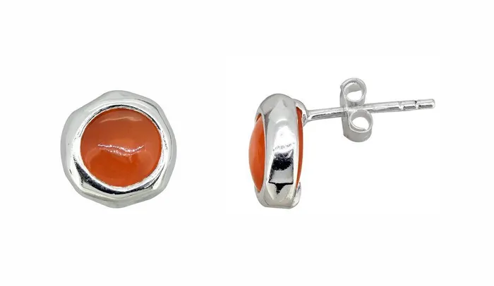 Carnelian Solid 925 Sterling Silver Stud Earrings YoTreasure Earrings