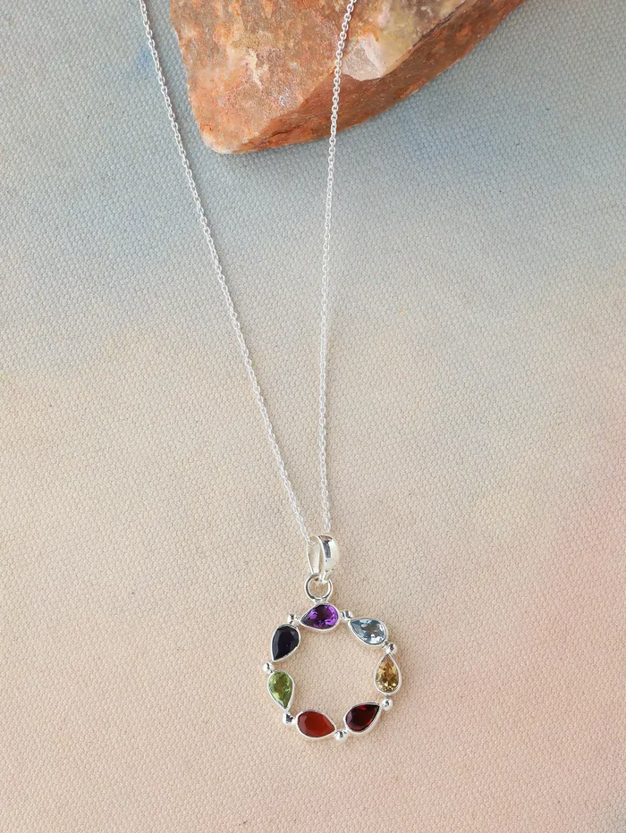 Chakra Stone Solid Sterling Silver Chain Pendant YoTreasure Necklaces
