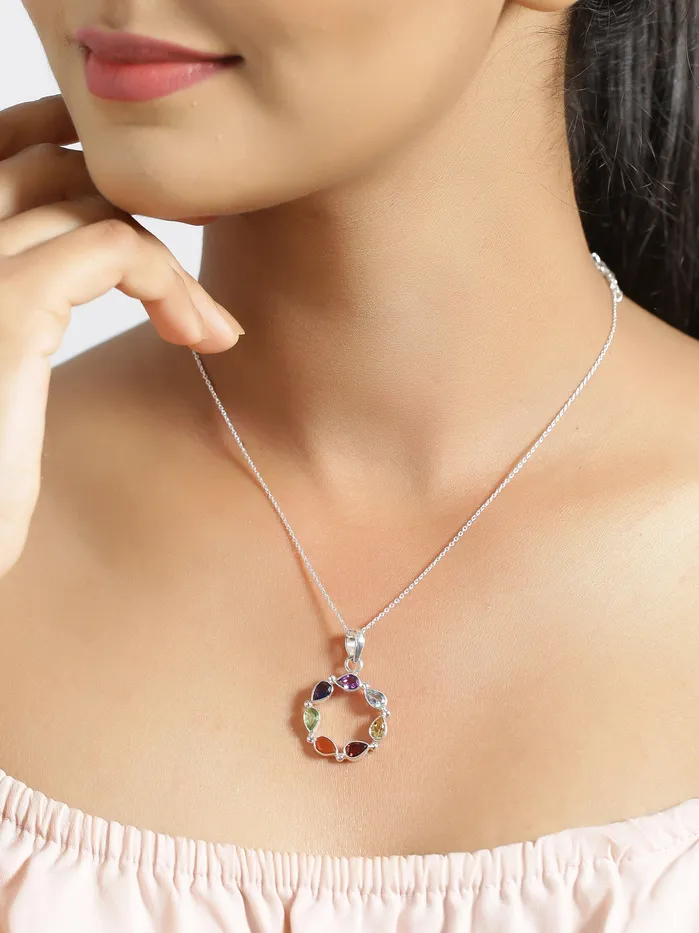 Chakra Stone Solid Sterling Silver Chain Pendant YoTreasure Necklaces