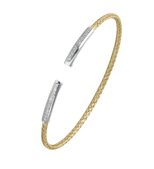 Charles Garnier Bracelets Gold Plated Mesh Cuff Bracelet with CZ Bars SI5292 Charles Garnier Bracelets Gold Plated Mesh Cuff Bracelet with CZ Bars SI5292