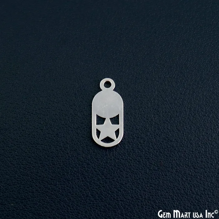 Charm Necklaces GemMartUSA Oval Shape Laser Finding Silver Plated 193x8mm Charm For Bracelets Pendants
